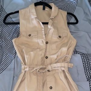 Sleeveless Button Down Pocket Dress